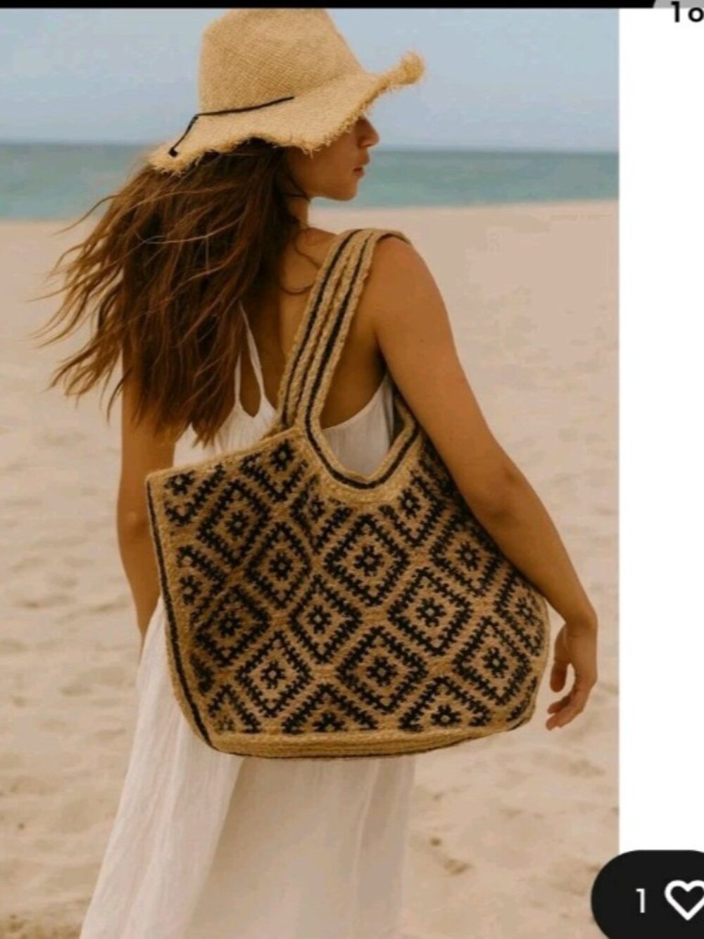 Free People Oksana Oversized Jute Tote Bag Brown